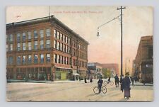 Postcard Corner Fourth and Main St. Pueblo Colorado Early Bicycle's 1908 picture