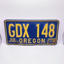Vintage 1964-1973 Oregon License Plate GDX 148 - Single Plate Blue & Yellow picture