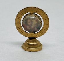 Rare 1970s Catholic Icon Dash Magnet Jesus Baby Mary Rotating Globe Art Decor 25 picture