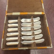 Vintage Mother of Pearl Caviar Spreader/Knife Set of 6 in original box picture