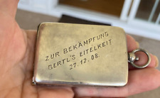 1908 SILVER POCKET TRAVELING MIRROR/PHOTO HOLDER ENGRAVED WITH A GERMAN SAYING picture
