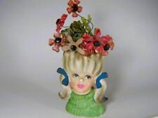 Lady Head Vase 1960s Enesco Blonde Mod Teen Pigtails w/ Black Ribbons Turtleneck picture