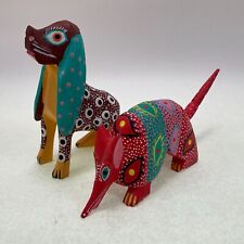Oaxacan Mexican Folk Art Hand Carved Armadillo & Dog picture