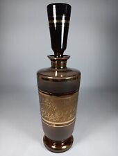 Vintage Amber Gold Filigree Frosted Glass Bottle Decanter 14
