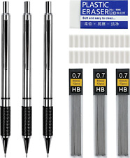 0.7Mm Metal Mechanical Pencil Set, 3PCS Art Mechanical Pencils with 3 Tubes HB L picture