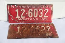 1955 Montana license plate PAIR  12-6032 Hill County Havre picture