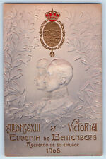 Spain Postcard Recuerdo De Su Enlace Alfonso XIII y Victoria 1906 Embossed picture