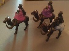 3 Vintage Christmas  Nativity Hard Plastic Wise Men on Camels Ornaments picture