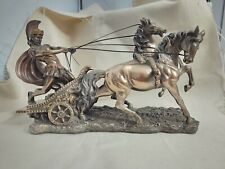 Bronze Resin Sculpture Roman on Chariot  #WU72011A4 Horses Battle Soldier Statue picture