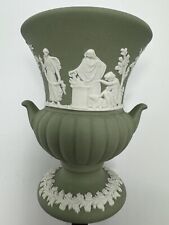 Vtg Wedgwood Sage Green Small/Mini 3.5” Grecian Urn Vase Made In England picture