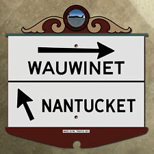 Wauwinet Nantucket Massachusetts island whale highway marker road sign 1950 16
