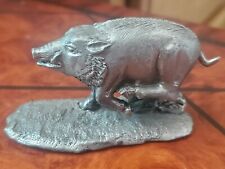 Vintage Heavy Pewter Running Wild Boar Figurine Unbranded picture