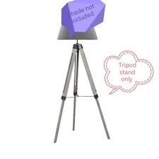 Brushed Floor Lamp Wooden Tripod Lighting Stand For Home Decor Grey Finish gIFT picture