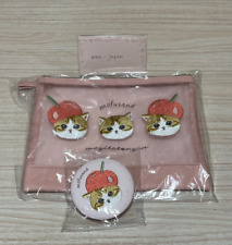 mofusand Cherry Circle Mirror & Flat Pouch Fresh-picked nyan Official Japan New picture