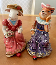Vintage Victorian Porcelain Animals (Fox & Sheep) Figurines picture