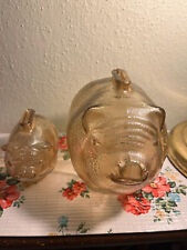 Lot of 2 Vintage Anchor Hocking Pig Piggy Coin Bank picture