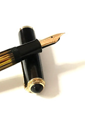 PELIKAN 400 NN BROWN STRIPED FOUNTAIN PEN , EF-EXTRA FINE 14C GOLD NIB , GERMANY picture