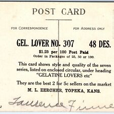 c1910s Topeka, KS Gelatines Lover Sample Gel Postcard Cute Lovely Girl Dream A71 picture