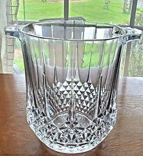 Heavy Lead Crystal Large Glass D'Arques Ice Bucket Handles Vintage 7.75