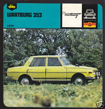 1974 WARTBURG 353 Car Picture Photo History Fact CARD picture