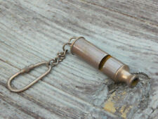 Vintage Solid Brass Nautical New Beautiful Key Chain Whistle Chain Ring Handmade picture