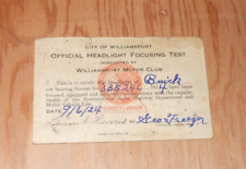 1924 Official Headlight Focusing Test Card from Williamsport PA for a Buick Car picture