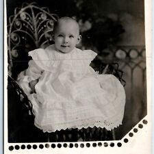 ID'd c1910s IA Cute Baby Boy Large Dress RPPC Smile Real Photo Simonsen A129 picture