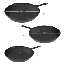 Frying Pans-Set of 3 Cast Iron Pre-Seasoned Nonstick Skillets in 10”, 8”, 6”,New picture