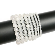 4/6/8/10mm Natural Selenite Bracelet Gemstone Beads Crystal Healing Reiki Gifts picture