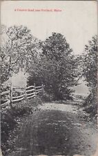 Country Road Near Portland Maine c1910s? Parcel Post Stamp Postcard picture