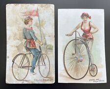 Lot of 2 - 1891 Duke & Sons Bicycle and Trick Riders N100 Tobacco Cards picture
