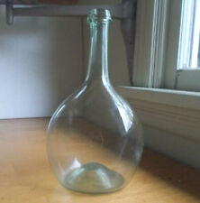 1820s OPEN PONTIL FREE BLOWN MIDWESTERN GLOBULAR BOTTLE LIGHT GREEN OUT OF ROUND picture