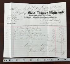 Antique 1871 Ephemera Letterhead Receipt Field, Thayer & Whitcomb Boston Boots picture