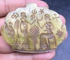 Beautiful Old Natural Jade Stone Roman King & Queen Story Intaglio Pendent picture