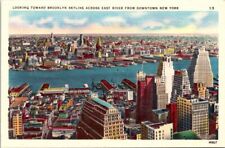 c1940s Brooklyn Skyline From Downtown New York City Vintage Postcard picture