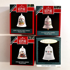 Hallmark Keepsake Miniature Ornament Lot Thimble Bells Vtg 90, 91, 92, 93 picture