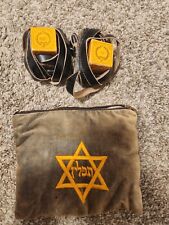 Vintage Jewish Judaica Tefillin Set With Velvet Bag picture