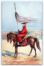 c1910s Tibet Lama Standard Bearen Chinese Man Horse Ride Oielette Tuck'sPostcard picture