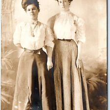 1910s Cute Stoic Young Ladies RPPC Pompadour Hair Real Photo Corset Fashion A159 picture