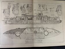 1896 Industrial Illustration/Drawing New U.S. Battleships of the 