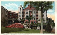 Vintage Postcard 1920's Arlington Hotel Flowers & Palms Sta. Barbara California picture