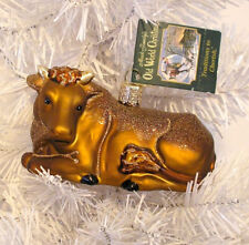 2013 OLD WORLD CHRISTMAS - OX - NATIVITY BLOWN GLASS ORNAMENT NEW W/TAG picture
