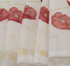 Couleur Nature Placemats 6 Sheer Cotton Organza Red Flower Block Print 15x18
