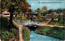 Houston, TX City Park Old Mill Foot Bridge Vintage Linen Postcard I580 picture
