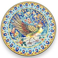 Vtg. Emaux de Longwy France Enamel Art Plate Charger Chicken Bird Justin Masson picture