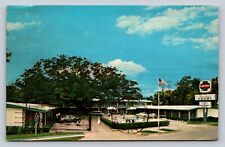St Augustine Florida Fountain Court View Of Pool & US Flag VINTAGE Postcard picture