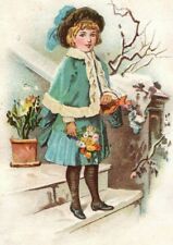 1880's Lovely Girl Winter Roper's Soap Poem Victorian Trade Card P10 picture