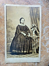 CDV Cabinet Photo Civil War Era Young Girl in Large Hoop Fashion Dress Crinoline picture