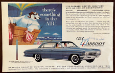 1961 GM HARRISON Vintage Print Ad Blue Car Air Conditioning Automotive picture