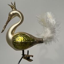 Vintage Glass Clip On Swan Colored Body Feather Tail Christmas Ornament Germany picture